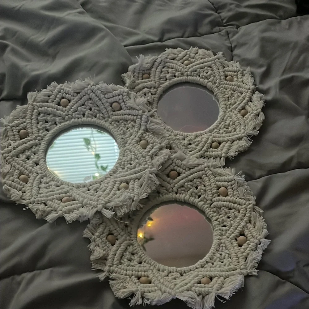 Handcrafted Beige Macrame Wall Mirrors